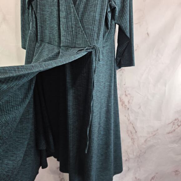 Torrid Dress Womens 3X Green Sweater Long Sleeve Faux Wrap Ribbed Dark Forest - Picture 5 of 13
